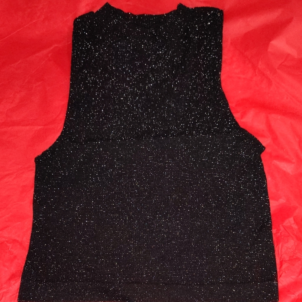 Black Sleeveless Glitter Top